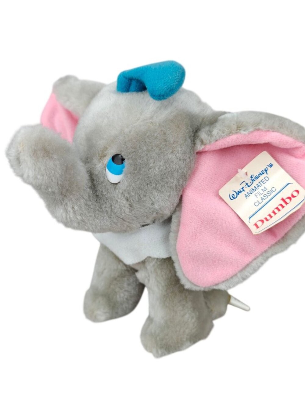 Vintage Disney Dumbo Plush Stuffed Animal Pink & Gray 1980s NWT 6"